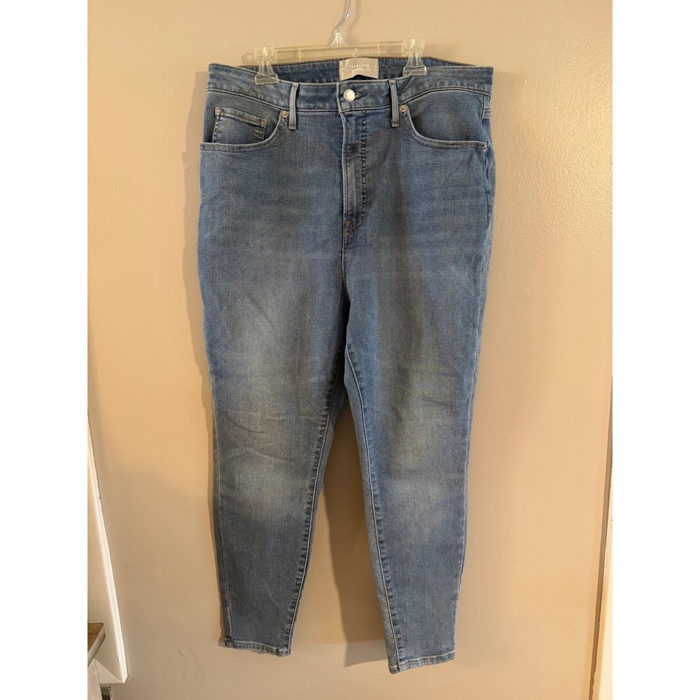 Everlane The Curvy Way High Skinny Jeans Blue Organic Cotton 34 Crop Womens